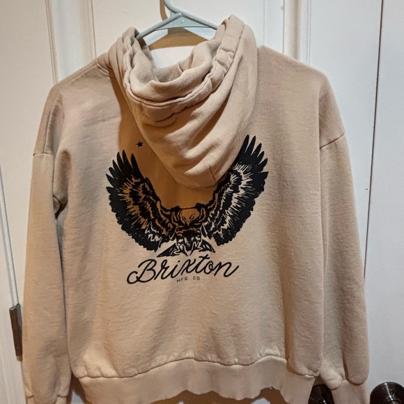 BRIXTON Freebird Women's Beige Graphic Hoodie XS Sweatshirt Eagle See Descript - Picture 2 of 11